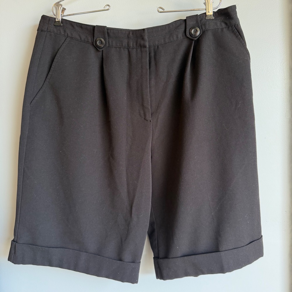 Simply Be Black Bermuda Shorts Pleated Cuffed Office US 14 XL office minimalist